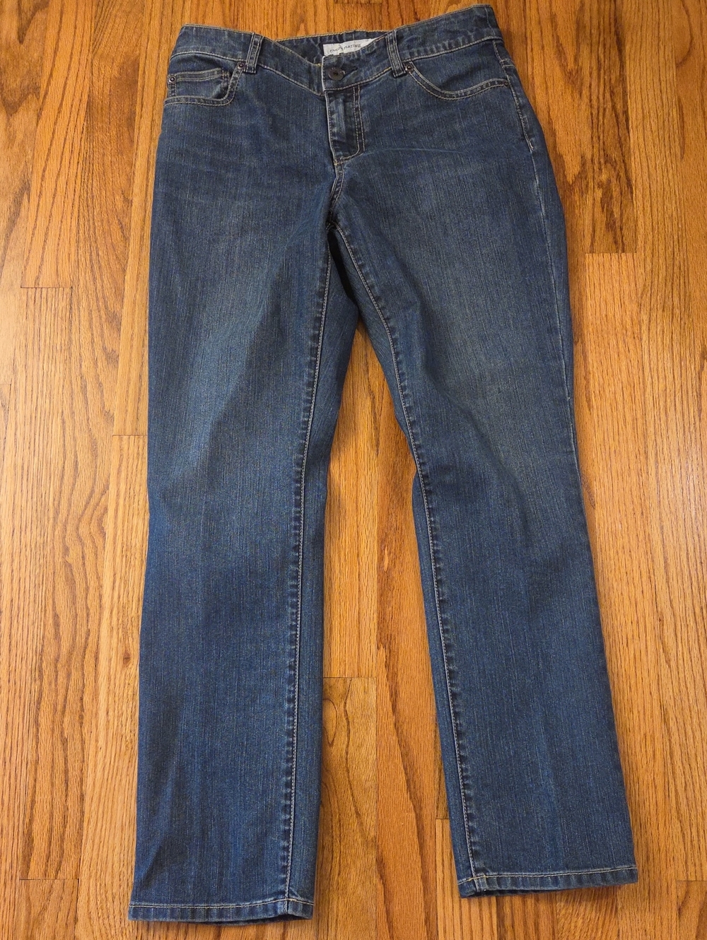Chico's Straight Slim Leg Jeans in Dark Blue Denim- Chico's 0 Short (SP/4-6)